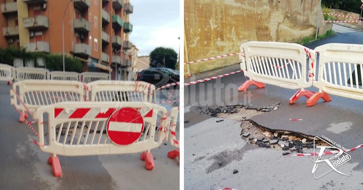 Ancora un cedimento in via Amendola a Sciacca, chiusa la strada