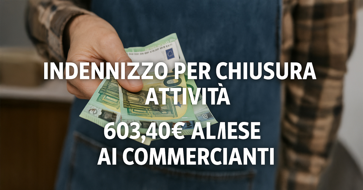 Indennità commercianti 2025: dall’INPS un assegno mensile di 603,40 euro per chi ha chiuso l’attività
