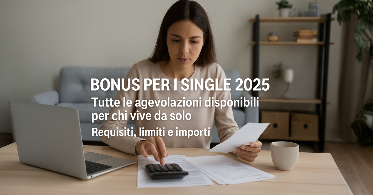 Bonus per i single 2025: tutte le agevolazioni disponibili per chi vive da solo – Requisiti, limiti e importi