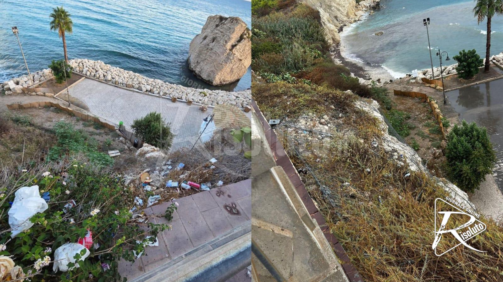 Ripulito il belvedere della curva San Paolo deturpato dai rifiuti degli incivili