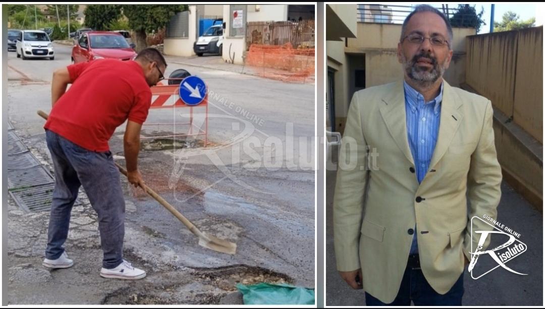 Sciacca, Ambrogio all’assessore Di Paola: “Vieni con me a riparare le buche alla Perriera”