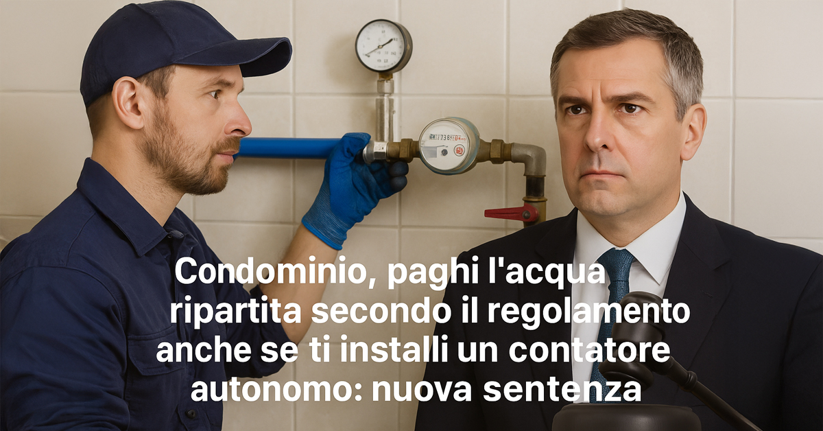 Contatore acqua nel condominio? Devi comunque pagare secondo il regolamento: lo stabilisce una nuova sentenza