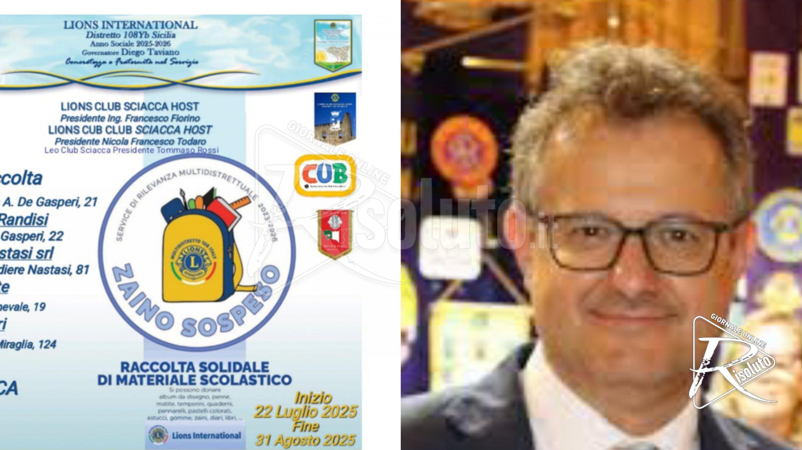 "Zaino sospeso”, solidarietà in classe grazie al Lions Club Sciacca Host