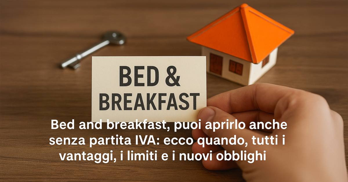Aprire un B&B senza partita IVA: quando è possibile, quali regole seguire e cosa cambia dal 2025