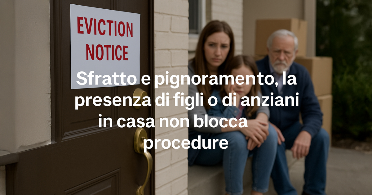 Sfratto e pignoramento: la presenza di figli o anziani in casa non blocca le procedure