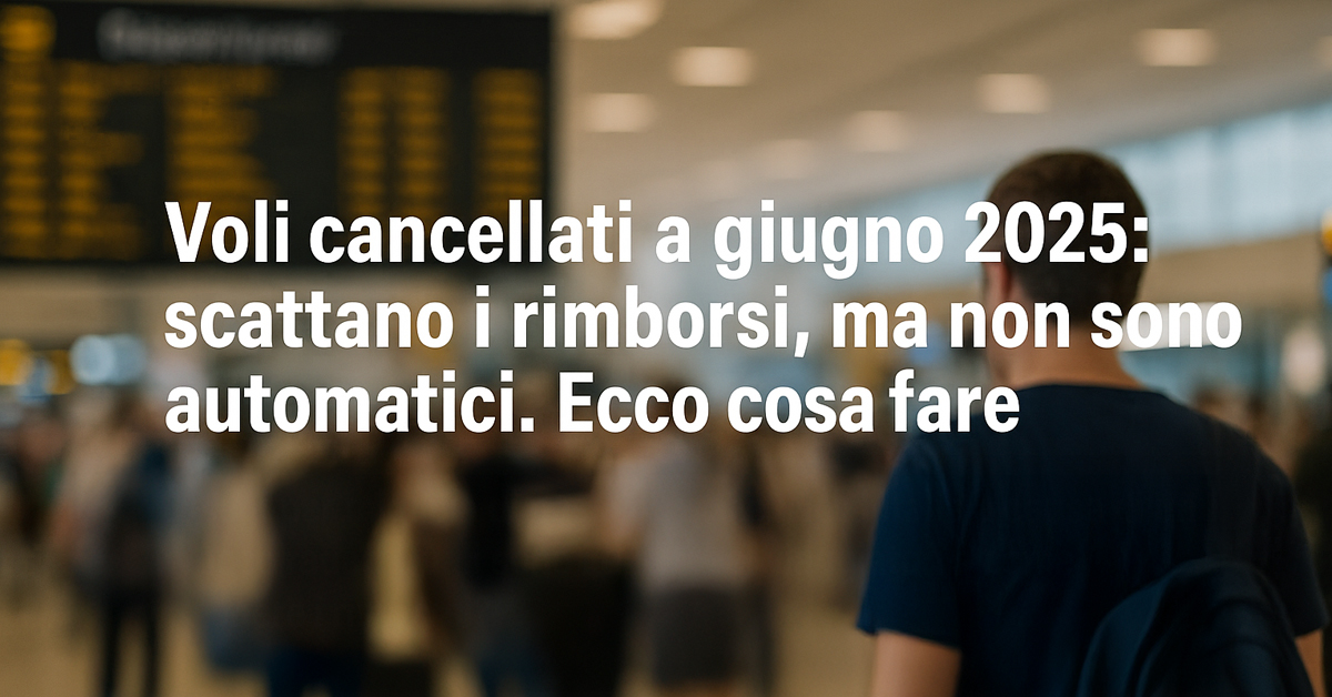 Voli cancellati a giugno 2025: scattano i rimborsi, ma non sono automatici. Ecco cosa fare