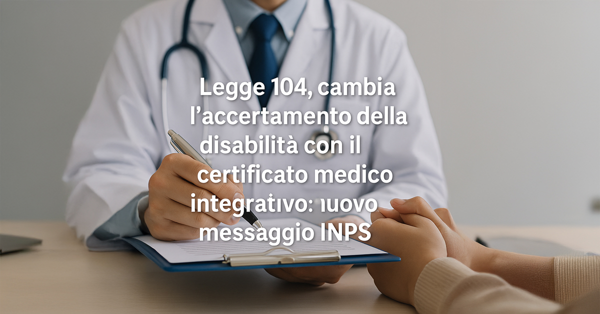 Legge 104, nuove regole INPS per l’accertamento della disabilità: arriva il certificato medico integrativo