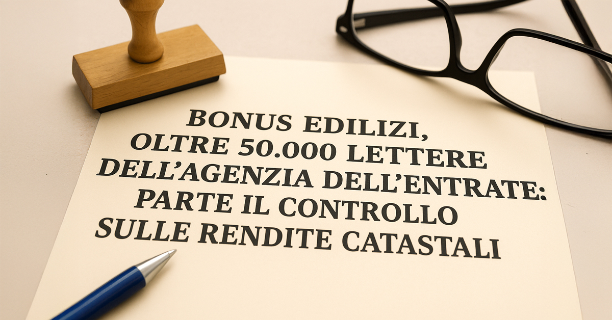 Bonus edilizi, oltre 50.000 lettere dell’Agenzia delle Entrate: parte il controllo sulle rendite catastali
