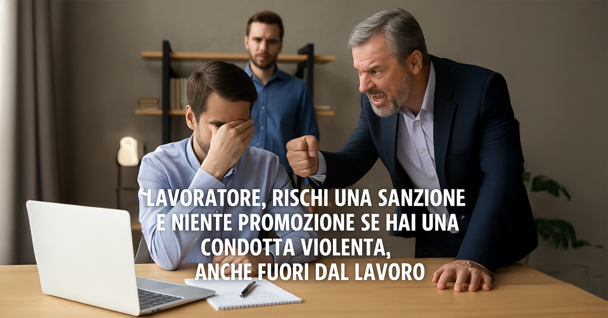 Condotta violenta anche fuori dal lavoro: legittima la doppia sanzione e la perdita della promozione