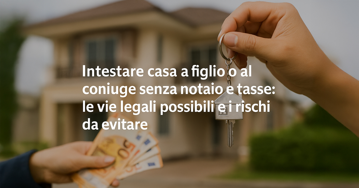 Intestare casa al figlio o al coniuge senza notaio e tasse: le vie legali possibili e i rischi da evitare