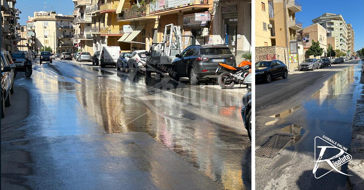Disagi per caricare le autobotti a Sciacca e le vie Cappuccini e De Gasperi sempre allagate