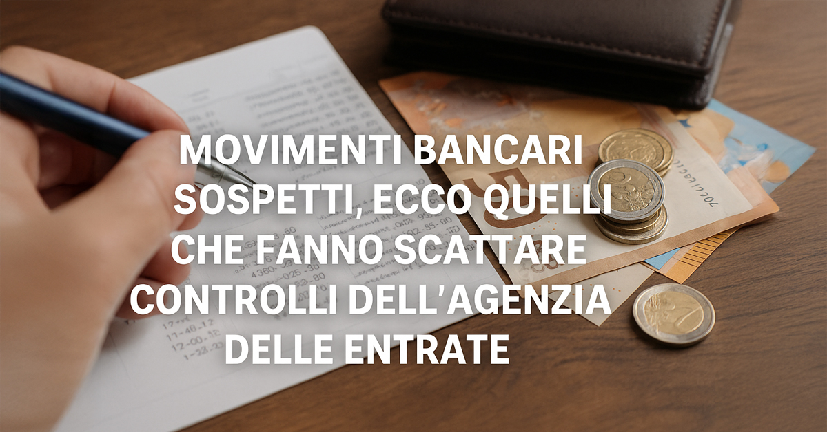 Conto corrente, movimenti che insospettiscono il Fisco e scattano controlli Agenzia delle Entrate