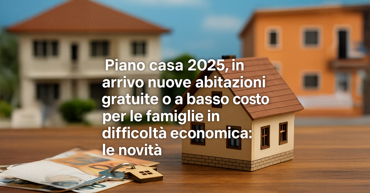 Piano Casa 2025: in arrivo alloggi gratuiti o a basso costo per le famiglie in difficoltà