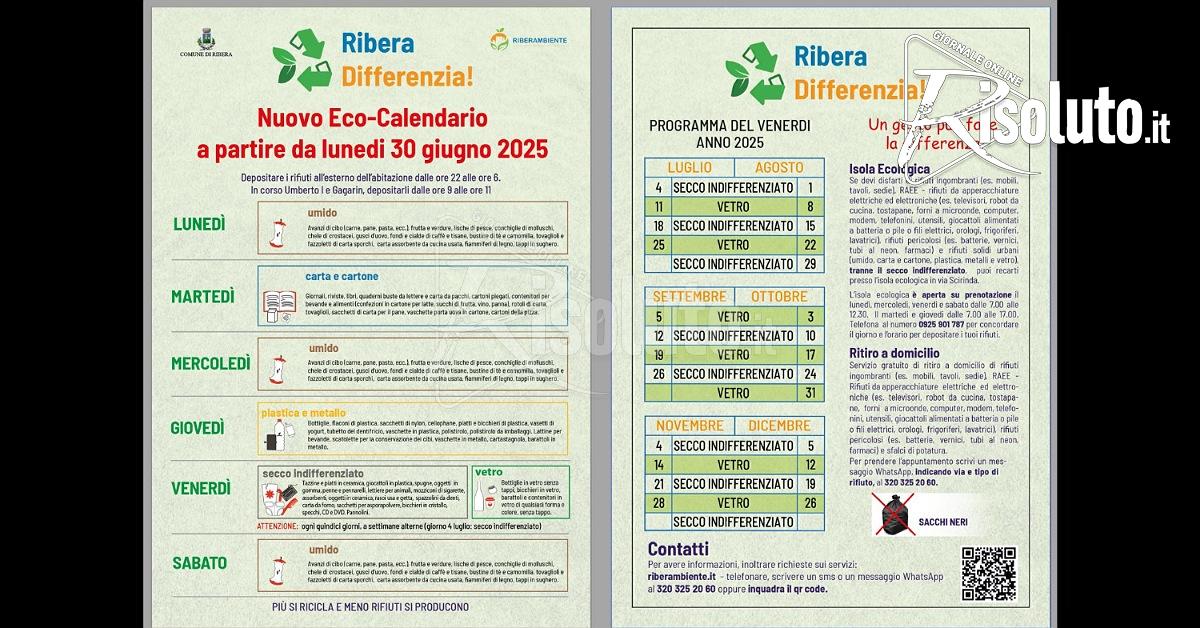 Nuovo eco calendario, a Ribera scoppia la polemica