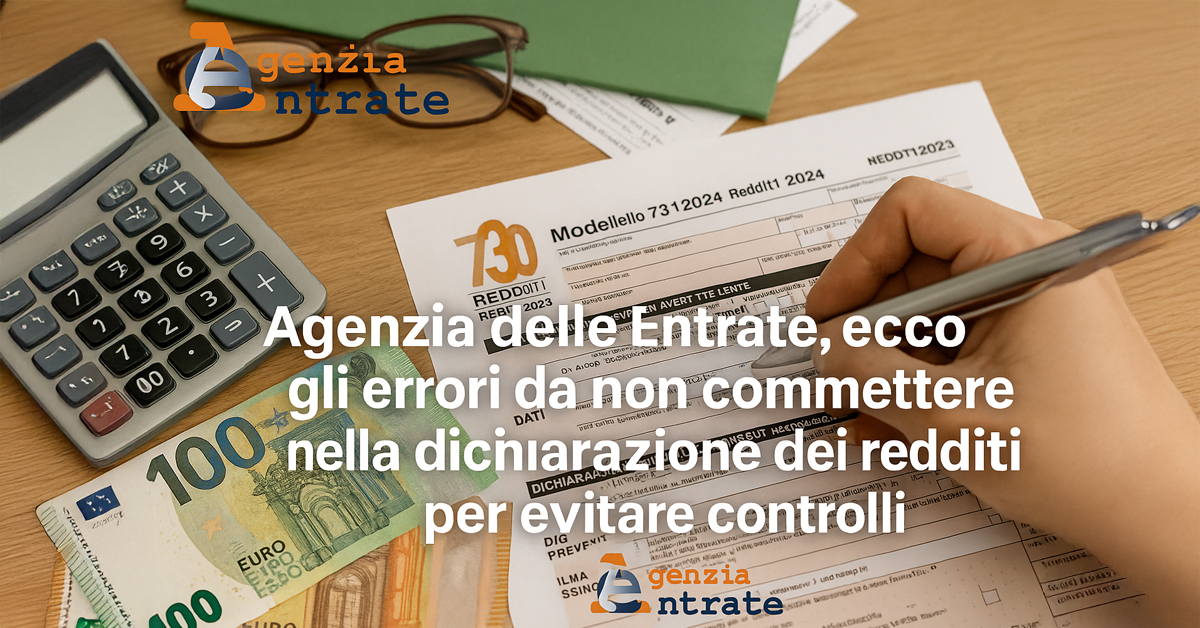 Dichiarazione dei redditi 2025: gli errori da evitare per non incorrere nei controlli dell’Agenzia delle Entrate