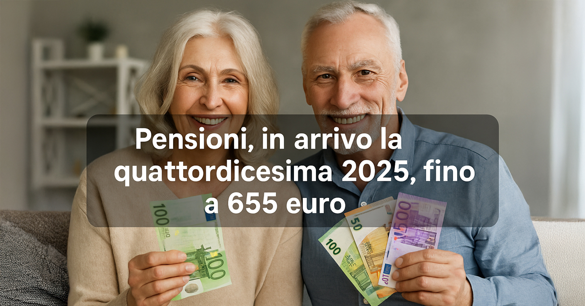 Pensioni, in arrivo la quattordicesima 2025: fino a 655 euro in più per chi ne ha diritto