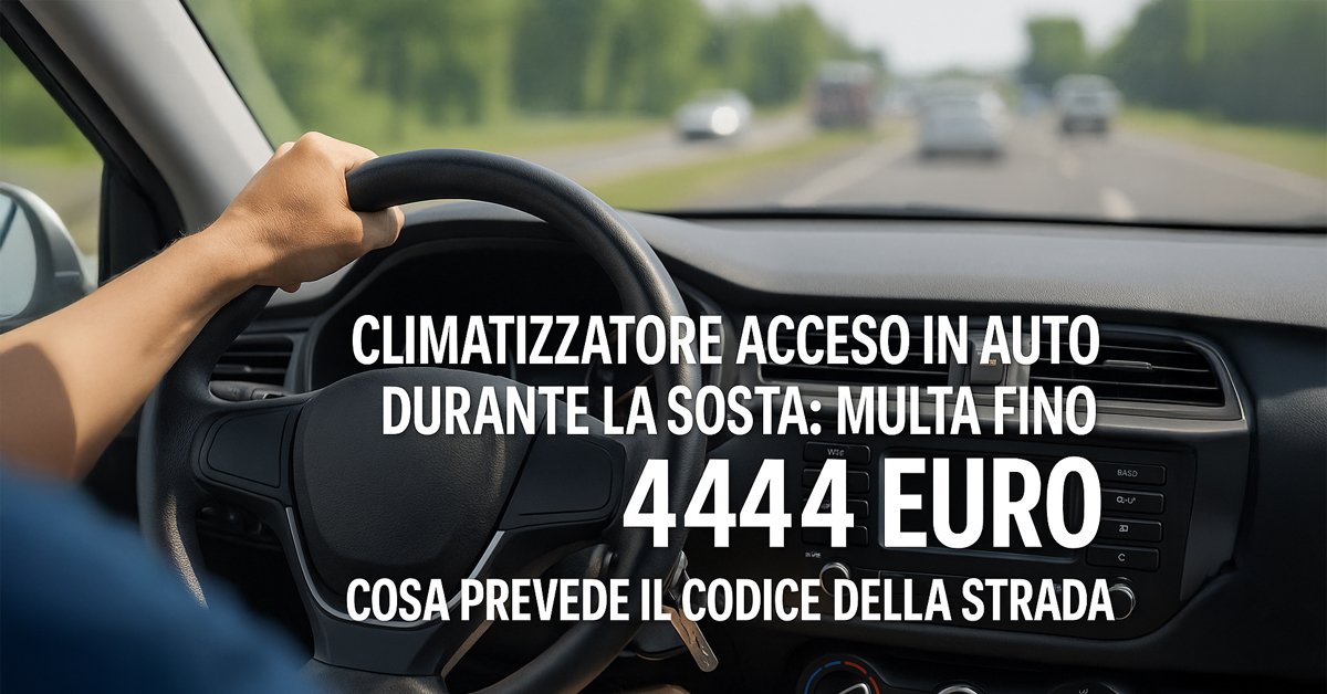 Climatizzatore acceso in auto durante la sosta: multa fino a 444 euro. Cosa prevede il Codice della Strada