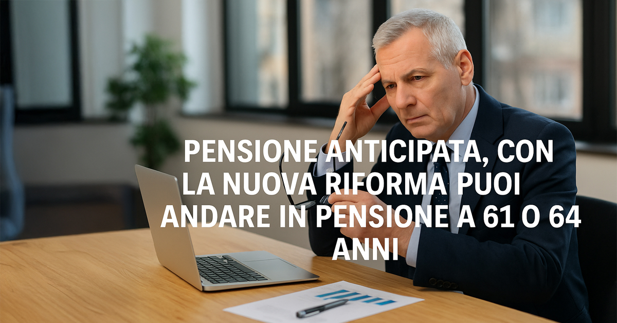 Pensione anticipata nel 2025: come andare in pensione a 61 o 64 anni con la nuova riforma
