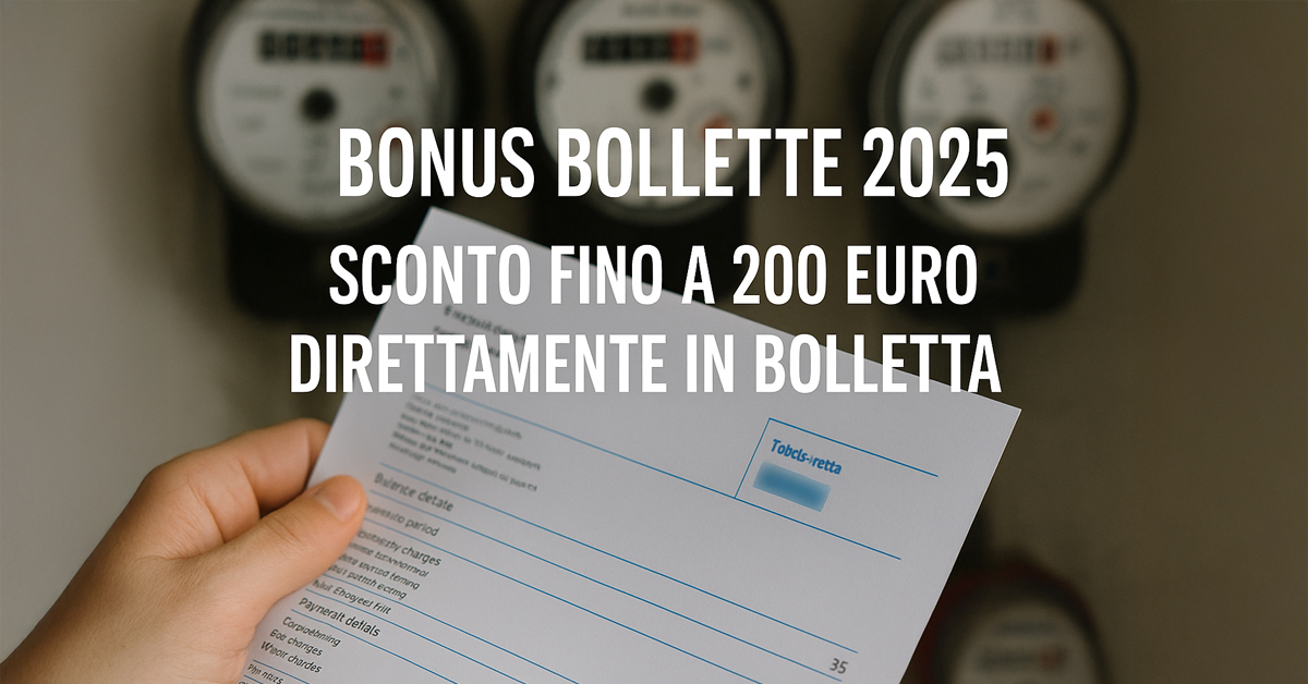 Bonus bollette 2025: sconto fino a 200 euro direttamente in bolletta per le famiglie con ISEE entro i 25.000 euro