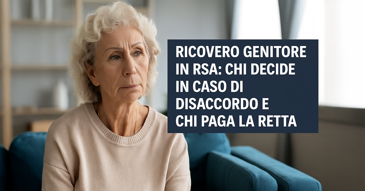 Ricovero genitore in RSA: chi decide in caso di disaccordo tra familiari e chi paga la retta