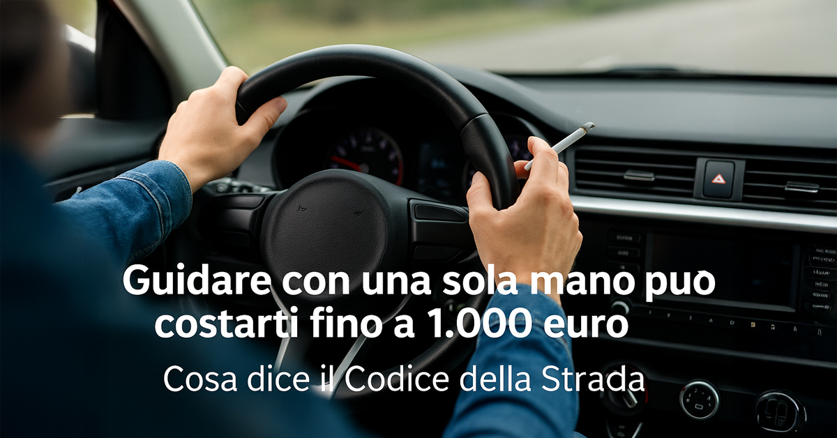 Guidare con una sola mano può costarti fino a 1.000 euro: cosa dice il Codice della Strada