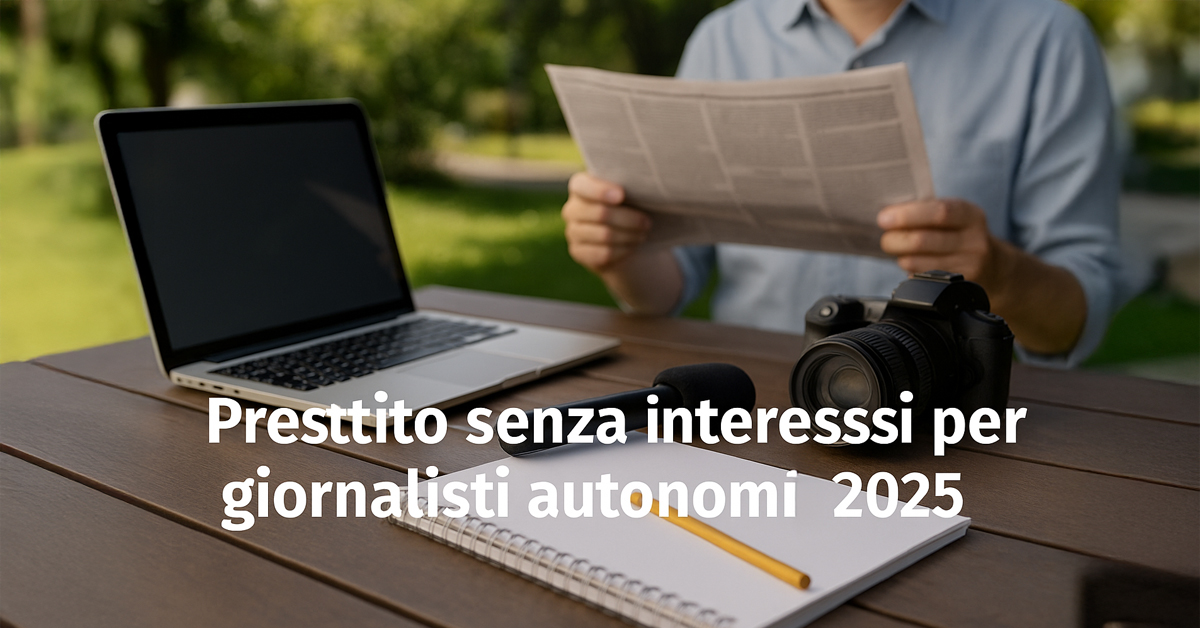 Prestito fino a 2.400 euro senza interessi per i giornalisti autonomi: requisiti, condizioni e modalità di accesso