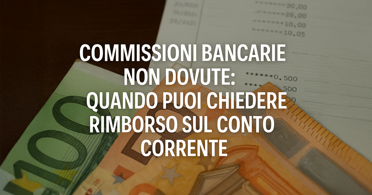 Commissioni bancarie non dovute: quando puoi chiedere il rimborso sul conto corrente