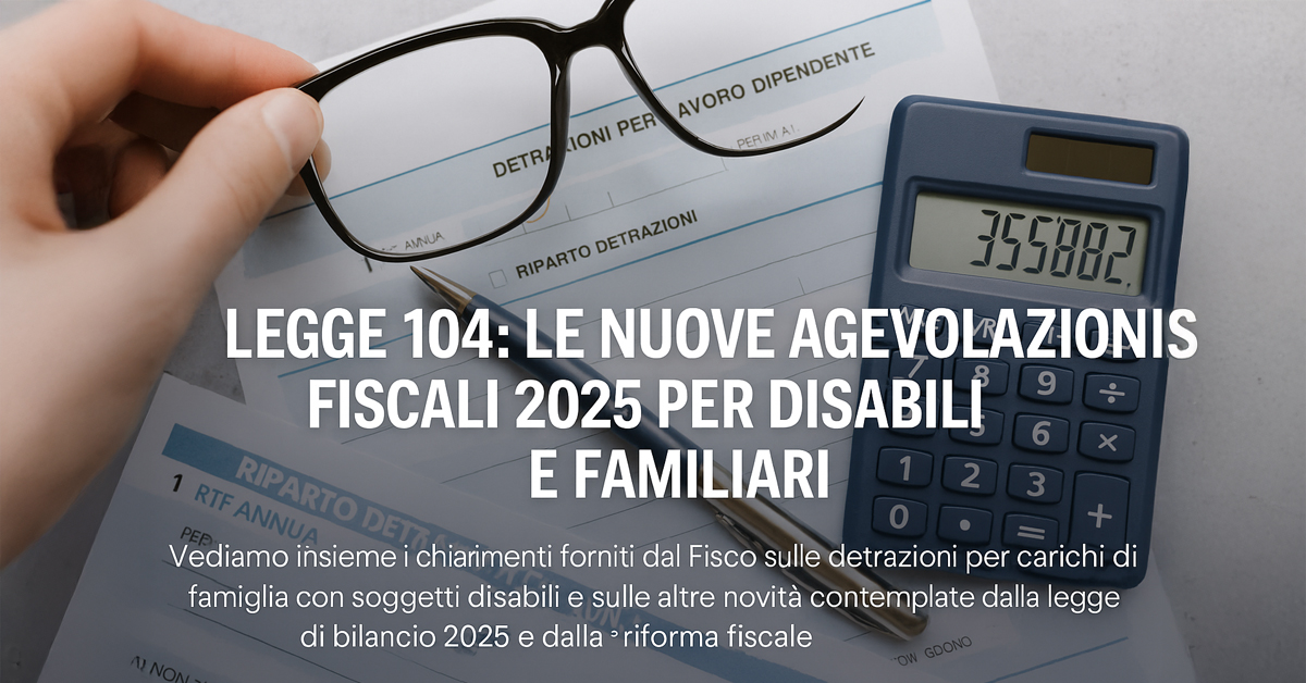 Legge 104, novità fiscali 2025 per persone disabili e familiari: chiarimenti ufficiali dall’Agenzia delle Entrate