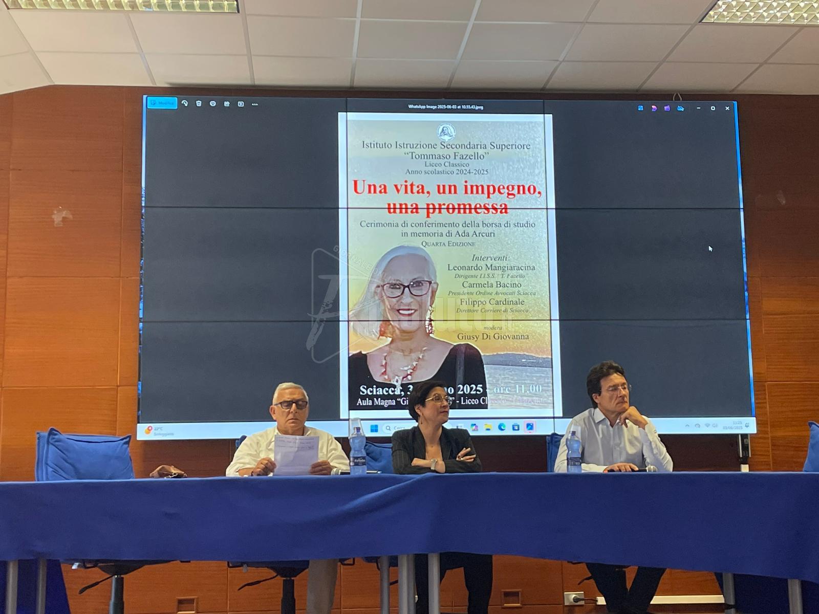 Borsa di studio Ada Arcuri, premiati due studenti del "Fazello"