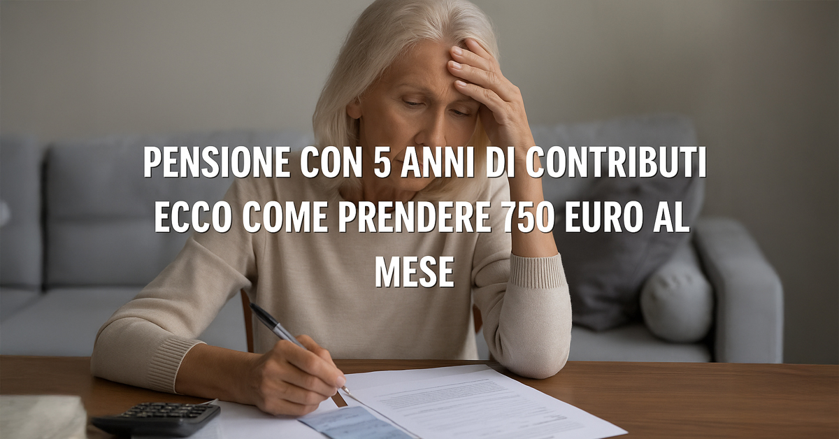 Pensione con 5 anni di contributi: nel 2025 si può arrivare a 750 euro al mese