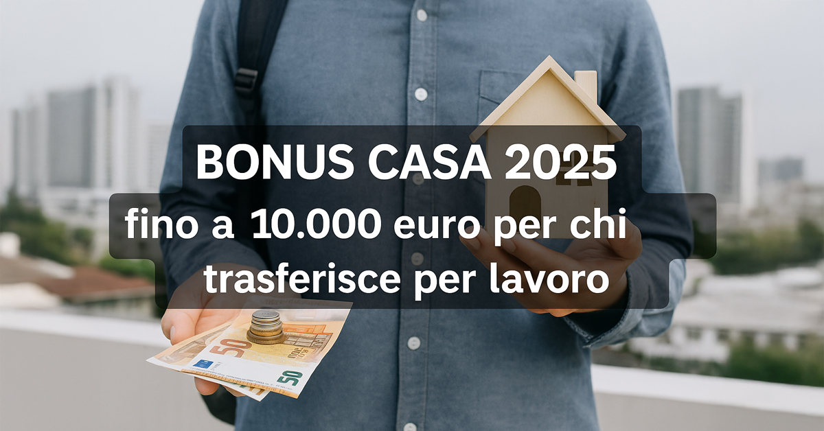 Bonus Casa 2025: fino a 10.000 euro per chi si trasferisce per lavoro