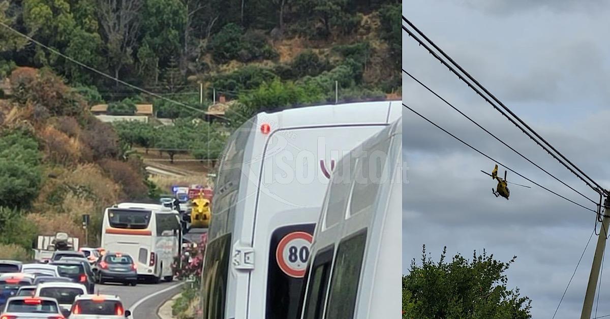 Incidente sulla 115 a San Giorgio, 3 feriti ed elisoccorso in azione