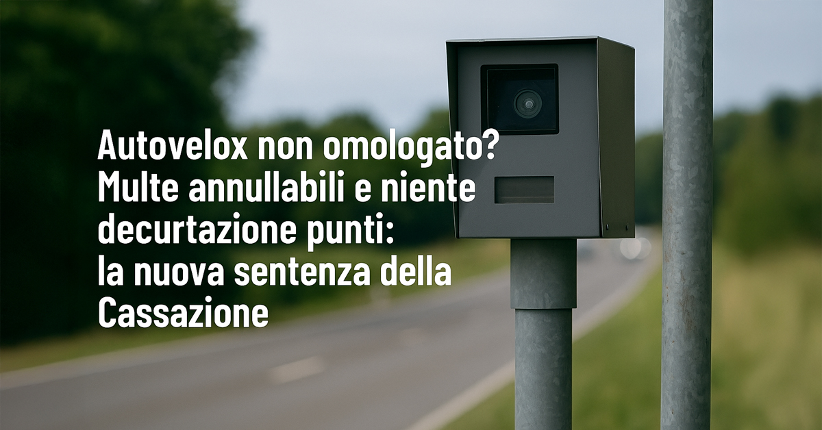 Autovelox non omologato? Multe annullabili e niente decurtazione punti: la nuova sentenza della Cassazione