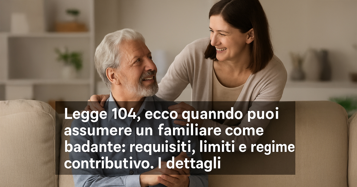 Legge 104: quando è possibile assumere un familiare come badante, requisiti, limiti e regole contributive