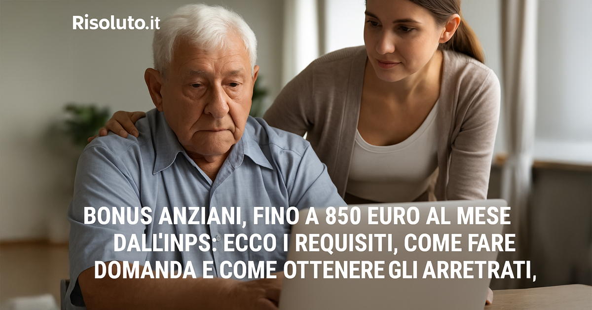 Bonus Anziani 2025, fino a 850 euro al mese per chi ha più di 80 anni: requisiti, domanda e arretrati