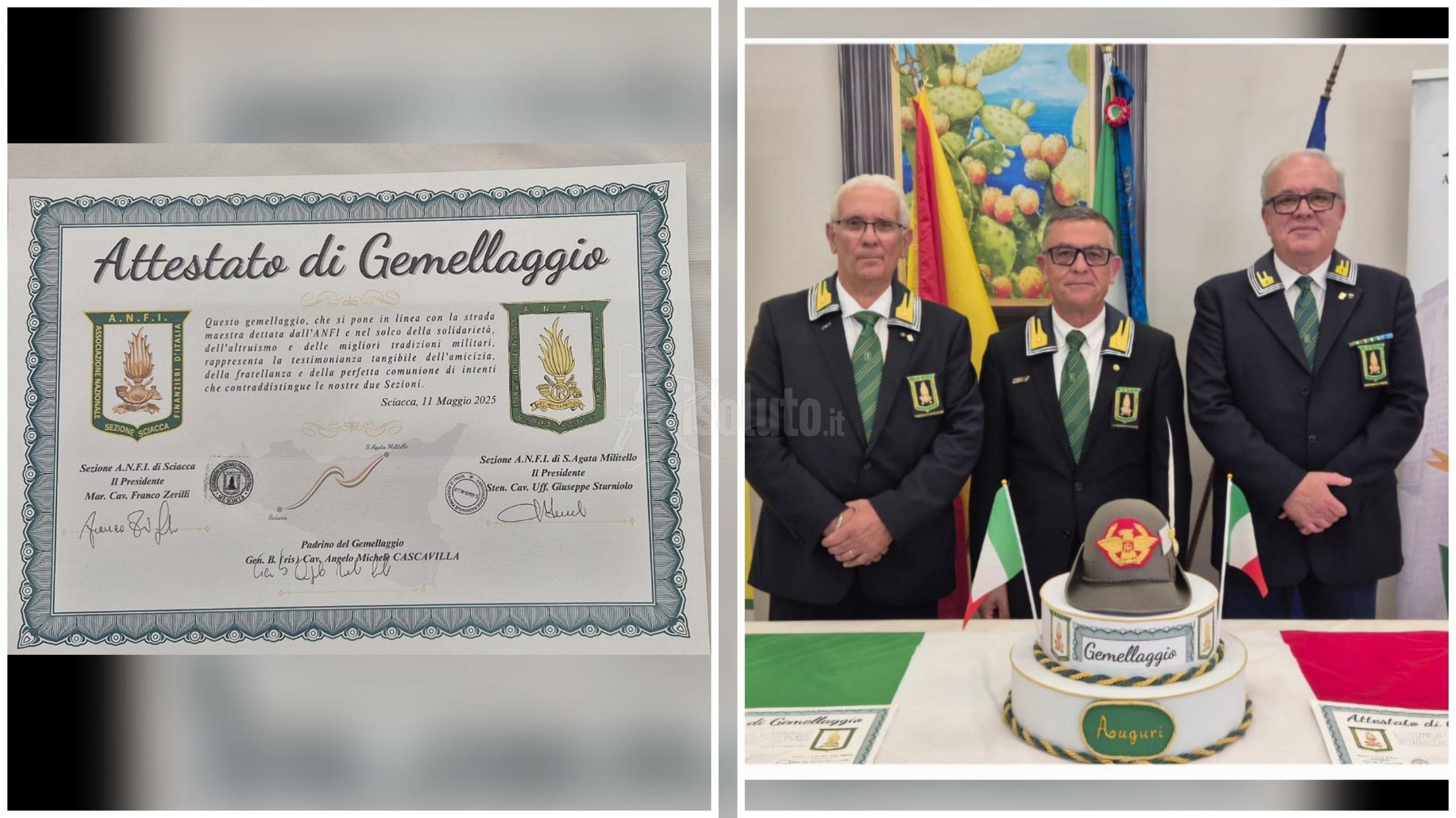 Sciacca e Sant'Agata di Militello, gemellaggio dei finanzieri in congedo