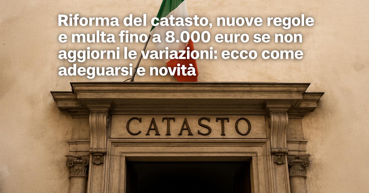 Riforma del catasto: nuove regole dal 2026 e sanzioni fino a 8.000 euro per chi non aggiorna