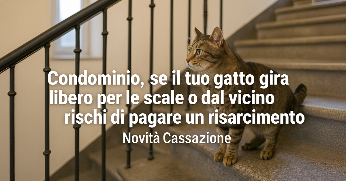 Condominio e gatti: se il tuo animale entra dal vicino o sporca le scale rischi un risarcimento – Novità Cassazione 2025