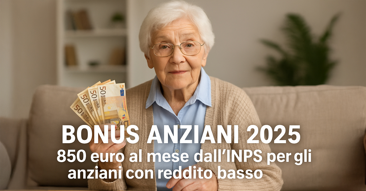 Bonus Anziani 2025: dall’INPS fino a 850 euro al mese per gli over 80 con reddito basso