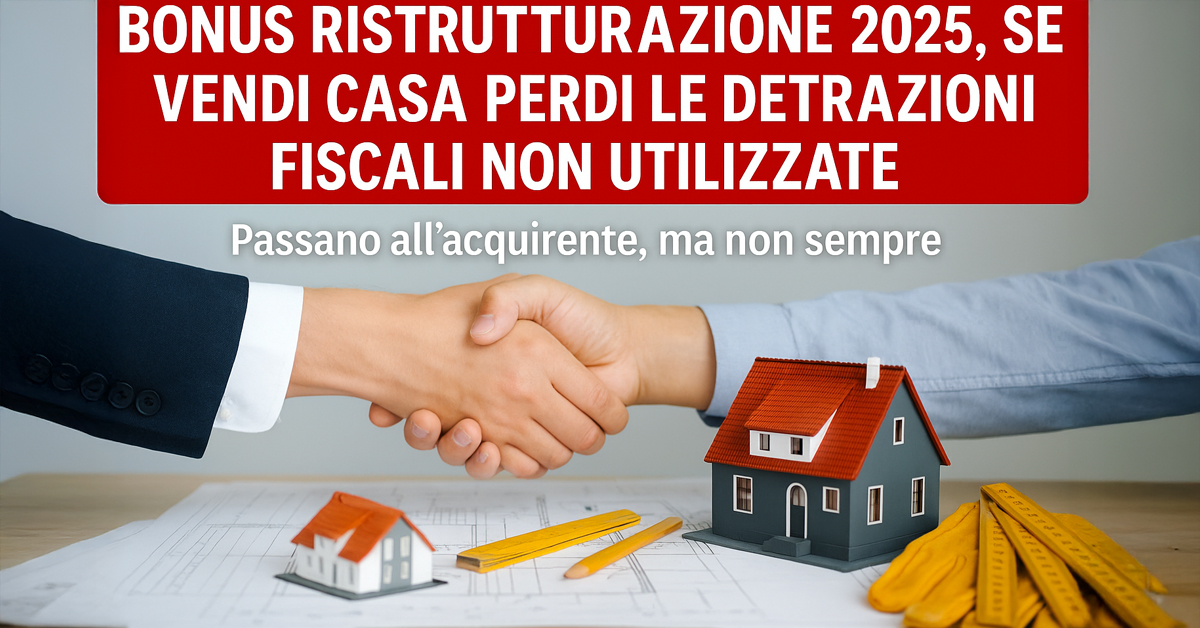 Bonus ristrutturazione 2025: se vendi casa perdi le detrazioni fiscali residue? Ecco quando passano all’acquirente e quando puoi conservarle