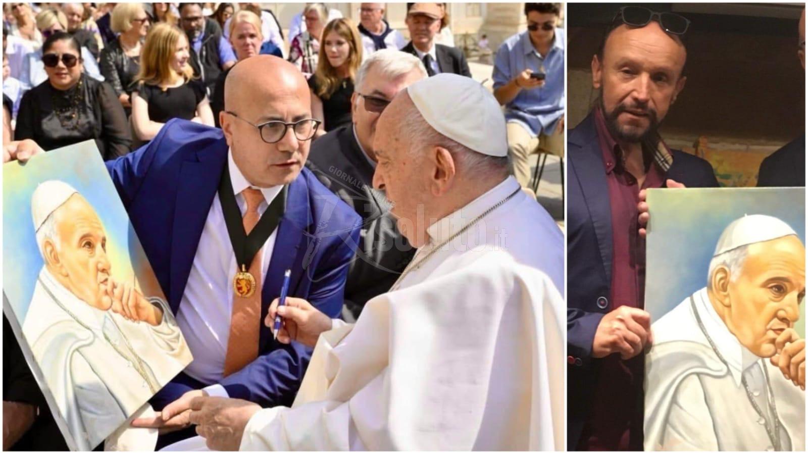 L’arte di Pippo Vaccaro in Vaticano con un ritratto di Papa Francesco