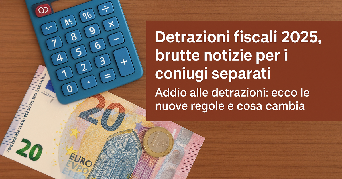Detrazioni fiscali 2025, stretta per i coniugi separati: stop alle agevolazioni IRPEF, ecco cosa cambia e come aggiornare la dichiarazione dei redditi