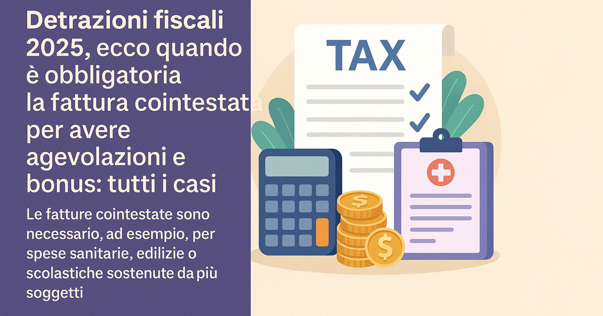 Fattura cointestata e detrazioni fiscali 2025: quando è obbligatoria per ottenere agevolazioni e bonus