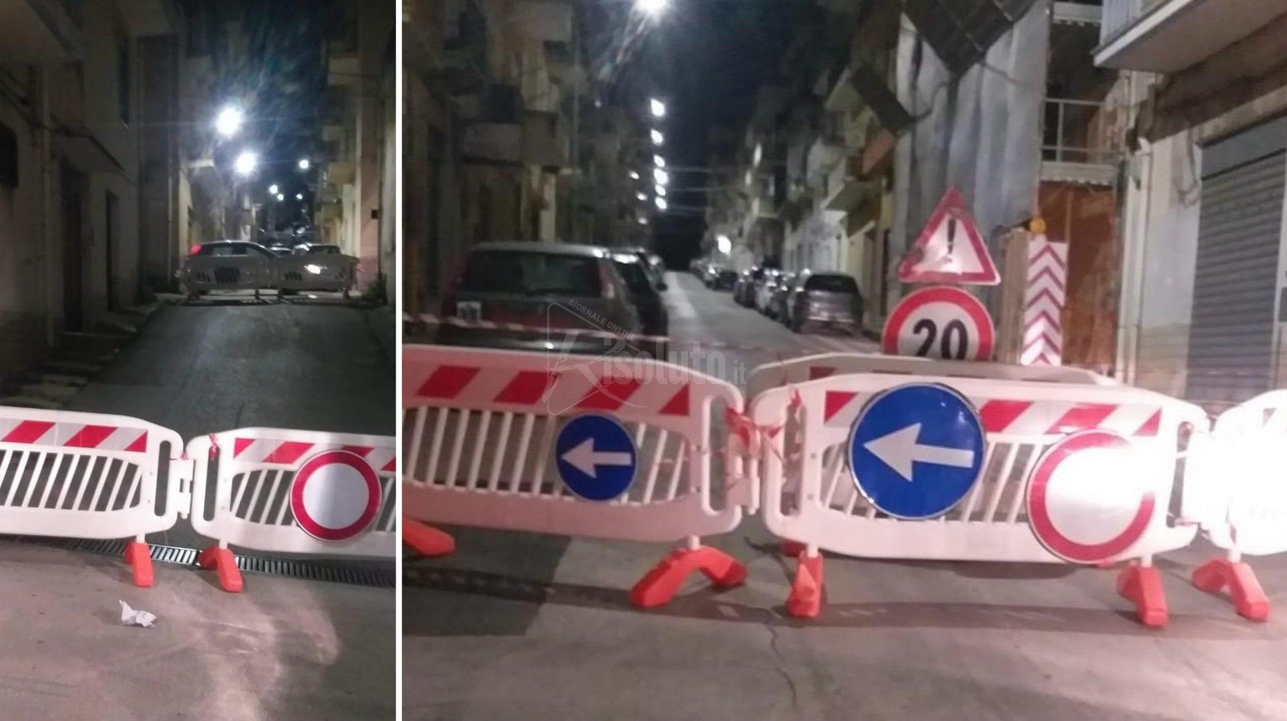 Sciacca, via Cronio chiusa al traffico per cedimento fognario