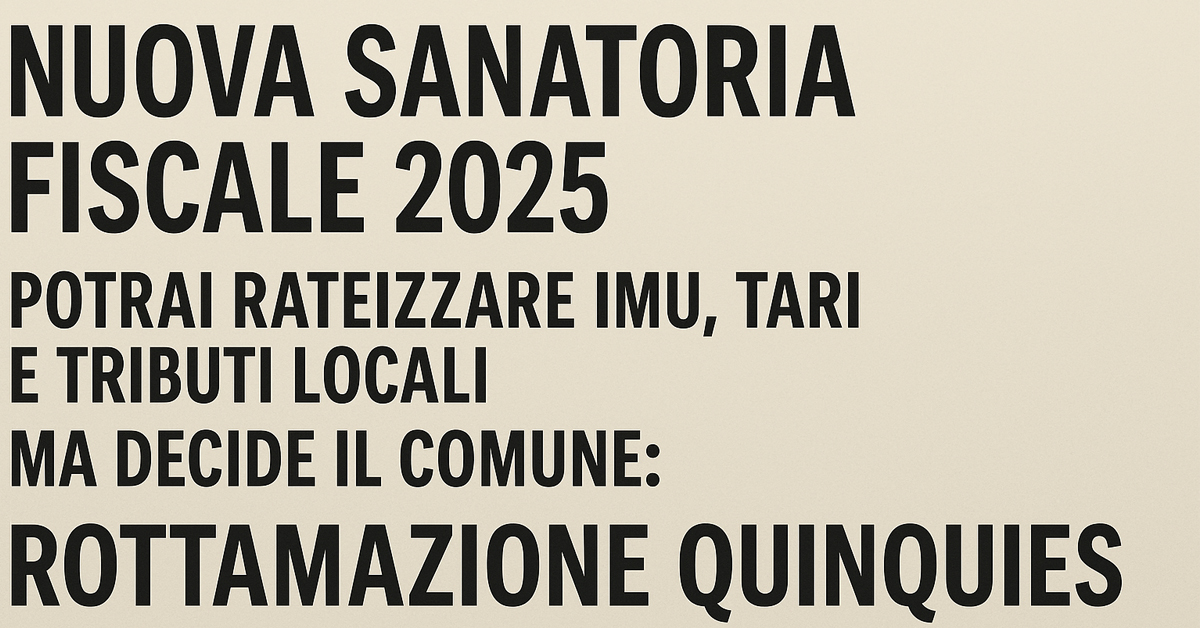 Sanatoria fiscale 2025: IMU, TARI e multe rateizzabili solo se il Comune aderisce alla Rottamazione quinquies