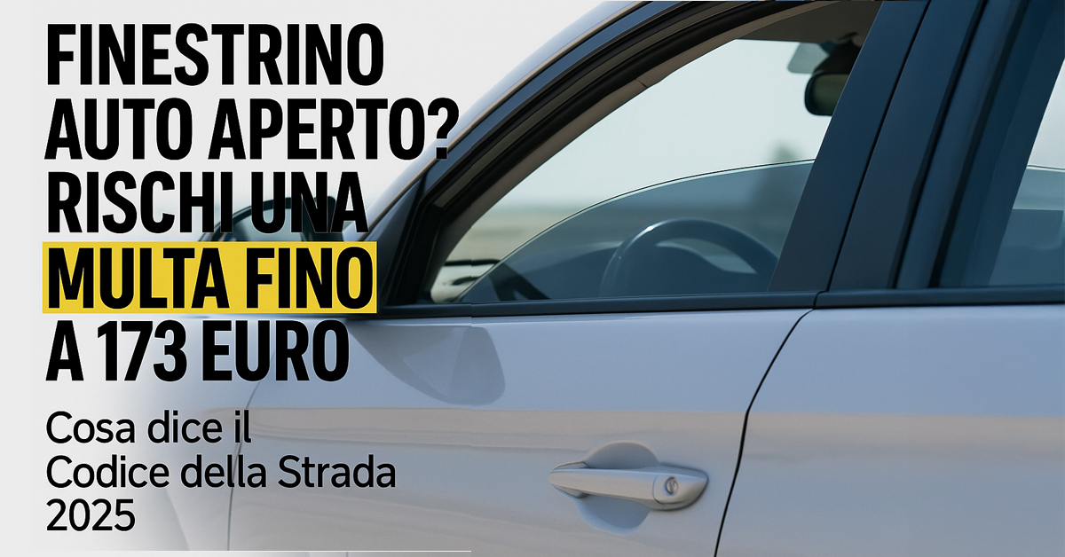 Multa per finestrino auto aperto: fino a 173 euro se lasci il veicolo incustodito. Ecco cosa prevede il Codice della Strada aggiornato al 2025