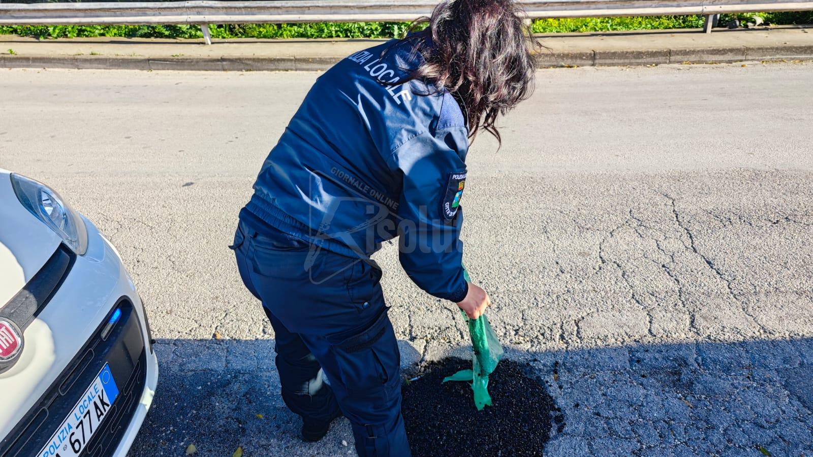 Sciacca, mancano addetti alla Segnaletica e la Polizia municipale colloca l'asfalto