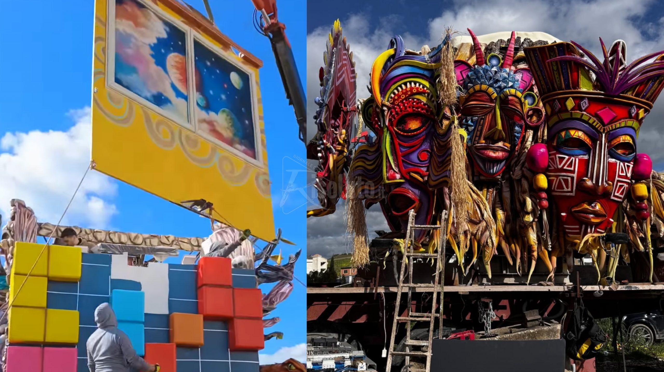 Carnevale di Sciacca, carri allegorici verso piazza La Rosa e attesa per la nuova data di "Arriva la festa"