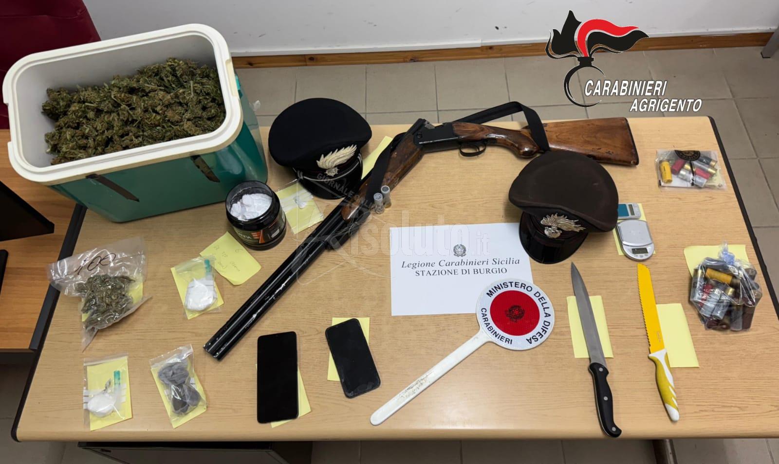Arma clandestina, droga e maltrattamenti con arresto a Burgio