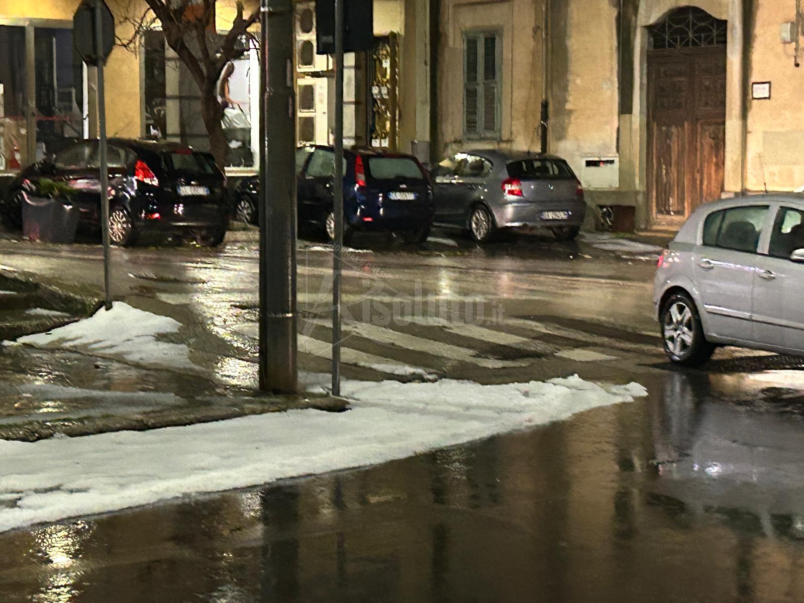 Pioggia e ghiaccio sulle strade di Sciacca